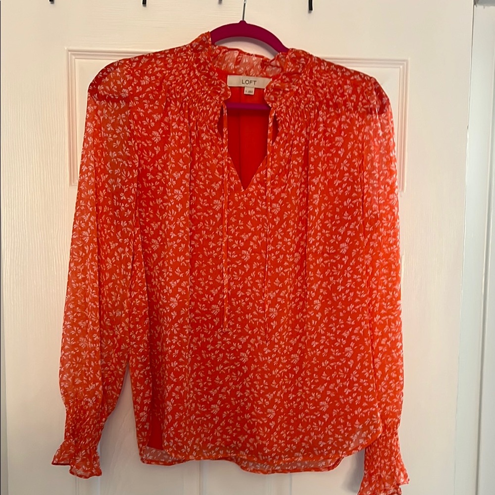 LOFT Orange Blouse Sz Small